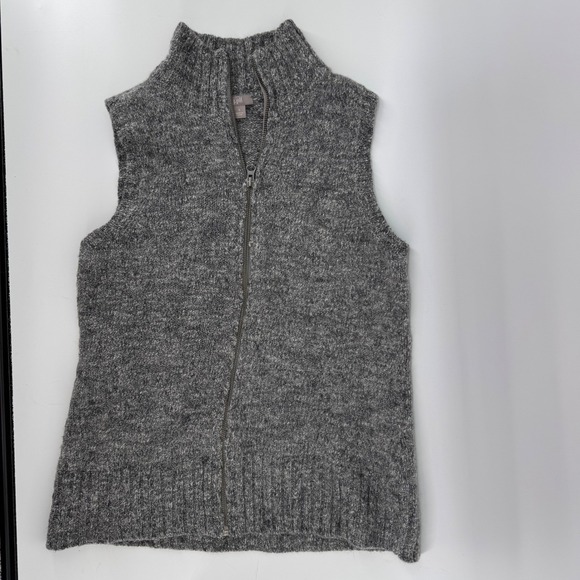 J Jill Wool Alpaca Blend Full Zip Vest Gray Small Quiet Luxury Cottage Cozy - Picture 2 of 8